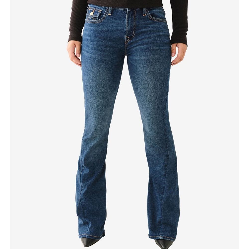 True Religion Mid Rise Joey Dark Blue Flare Women's Jeans 30